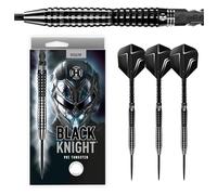 Harrows Black Knight Set di Freccette con Punta in Acciaio al tungsteno al 90% 22g, 23g, 24g e 25g - Include aste Midi Black Carbon ST e Alette Micron Black Knight (22g)