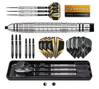 Harrows Combat - Set di freccette con punta in acciaio al tungsteno al 90%, da 21 g a 30 g, tutti i pesi disponibili, 17 pezzi, con alberi di ricambio, alette Prime e custodia da viaggio, 24 g