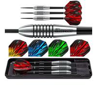 Harrows Fire Bomber - Set di freccette con punta in acciaio al tungsteno, 23 g, 25 g, 27 g, 20 pezzi, con alette di ricambio da 25 g