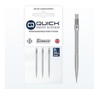 Harrows HM Grip Heavy Metal Quick Points - Punte per freccette ispirate a Ryan Searle con anelli quadrati per le dita, sistema di punti rapidi anti-rottura per scambi rapidi dei punti, 35 mm, argento