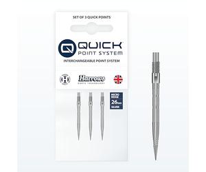 Harrows Micro Grip Quick Points - Freccette fresate CNC di precisione con presa migliorata delle dita e design anti-rottura - Fast Swap Quick Point System - 26 mm argento