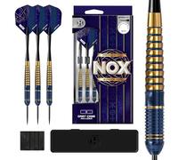 Harrows Nox Steeltip - Set di freccette in ottone da 22 g, 24 g o 26 g, include aste Speedline, alette Nox e custodia per freccette, freccette con punta in acciaio colorato resistente per giochi di