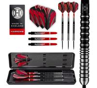 Harrows Predator Set di Freccette con Punta in Acciaio al tungsteno al 90% 22g, 23g, 24g e 25g - Include Impugnatura Ultra Traction, aste Supergrip Fusion, Alette Prime e Custodia da Viaggio 26g