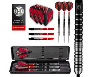 Harrows Predator Set di Freccette con Punta in Acciaio al tungsteno al 90% 22g, 23g, 24g e 25g - Include Impugnatura Ultra Traction, aste Supergrip Fusion, Alette Prime e Custodia da Viaggio 26g