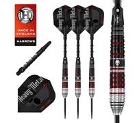 Harrows Ryan Searle, set di freccette professionali Heavy Metal Series per 2 giocatori, 90% punta in acciaio al tungsteno, tutti i pesi, set da 10 pezzi con aste in carbonio ST Midi e alette Signature
