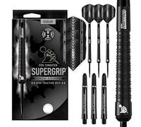 Harrows Set di Freccette con Punta in Acciaio al tungsteno al 90% SUPERGRIP Black Edition. Disponibile in 21g, 22g, 23g, 24g, 25g, 26g, 28g e 30g - Include aste Supergrip e Alette Supergrip (26g)