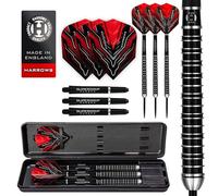 Harrows Set di Freccette con Punta in Acciaio al tungsteno SUPERGRIP Ultra al 90%. Disponibile in 21g, 22g, 23g, 24g, 25g, 26g, 28g e 30g - Include aste in Carbonio Supergrip, Alette Supergrip (26g)