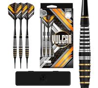 Harrows Vulcan - Set di freccette morbide in ottone, 18 g e 20 g, in gomma con fusti Speedline, alette Vulcan e custodia per freccette, robuste freccette morbide per principianti e freccette