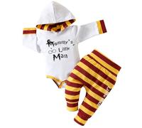 Harry Abito Bimbo Completo Maschio Neonato + Pantaloni a Righe Vestito Regalo Battesimo Abbigliamento 9-12 Mesi Bianco