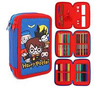 Harry, astuccio a 3 ripiani, grande, con scomparti multicompartimenti, articoli per la scuola, cancelleria, matite colorate