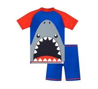 Harry Bear Costumi Mare Bambino | Maglia Piscina Bambino Squalo | Rashguard E Pantaloncini da Bagno | Blu 5-6 Anni