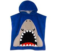 Harry Bear Poncho Mare Bambino, Accappatoio Ragazzo Con Cappuccio, Poncho Bambini Squalo, Accappatoio Bambino Cotone, Taglia Unica, Blu