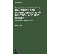 Harry Bresslau Handbuch der Urkundenlehre für Deutschland und (Copertina rigida)