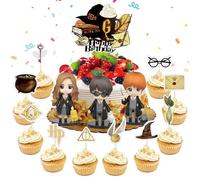 Harry Decorazione per torta di compleanno, 14 pezzi Wizard Cake Topper, Mago Cake Topper, Harry Cupcake Toppers, Toppers Torta a Tema Mago, Harry action figure, per Bambini di Compleanno