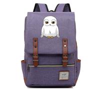 Harry Magic Gufo Edvige Zaino per College, Zaino da Viaggio Grande Borsa Per Computer Portatile Resistente All'acqua, Porta di Ricarica USB Viola Grande
