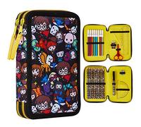 Harry Potter Astuccio Scuola - Portapenne Scuola Elementare con Materiale Scolastico (Nero AOP)