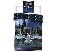 Harry Potter Bambini Copripiumino Singolo 135x200 + Federa 80x80 Hogwarts | Set letto reversibile | Letto singolo | 100% Cotone Oeko-Tex | Edvige & Hogwarts | Idea regalo | Licenza ufficiale