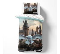 Harry Potter, biancheria da letto in cotone, 140 x 200 cm, 1 federa 63 x 63 cm + copripiumino 140 x 200 cm, regalo gufo