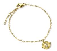 Harry Potter Bracciale a catena in acciaio inox con giratempo dorato, Misura unica, Acciaio inossidabile, Nessuna pietra preziosa