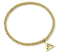 Harry Potter Bracciale in acciaio inox con perline dorate e doni della morte, Misura unica, Acciaio inossidabile, Nessuna pietra preziosa