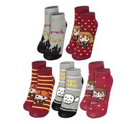 Harry Potter - Calzini da ragazza, 5 paia di calzini, colore: grigio/rosso, grigio/rosso, 27-30