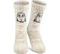 Harry Potter, calzini Hedwig a maglia, con fodera in sherpa, per donna, morbidi, invernali, caldi, da donna, taglia unica, colore bianco, bianco, 38/43 EU