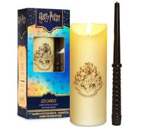 Harry Potter Candele LED con Bacchetta Telecomando, 5m Allineare e Hogwarts Disegno Dello Stemma, Bianco Candela a Batteria Lungo Senza Fiamma