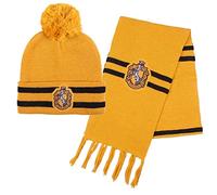 Harry Potter Cappello e Sciarpa, Set Invernale per Bambini e Ragazzi, Cappello e Sciarpa di Hogwarts, Tassorosso Set Invernale, Accessori Invernali - Giallo