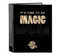 HARRY POTTER - Cartella a 4 anelli, ideale per bambini di diverse età, comoda e versatile, qualità e resistenza, 27 x 6 x 33 cm, colore: nero, Nero, Estándar, Casual