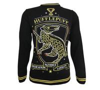 HARRY POTTER Christmas Jumper Hufflepuff Crest New Official Unisex Ugly S Black