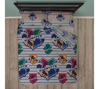 Harry Potter Set Copripiumino Doppio Coraggioso Grigio Righe Stemmi Bimbi 2-in-1