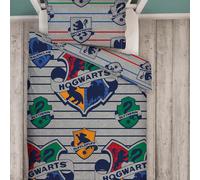 Harry Potter Set Copripiumino Singolo Coraggioso Grigio Righe Stemmi Kids 2-in-1