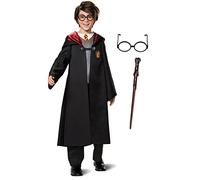 Harry Potter Costume Combo, ufficiale Wizarding World Harry Potter con cappuccio, occhiali e bacchetta magica per bambini, taglia M (7-8)
