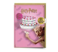 Harry Potter Dobby Happy Birthday Cake Greetings Card with Button Badge