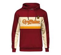 Harry Potter Felpa con Cappuccio con Motivo a Blocchi della Squadra Grifondoro per Uomini, Donne, Unisex in Cotone Rosso - XXL