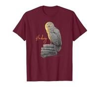 Harry Potter Hedwig Books Painted Maglietta, Uomo, Bordeaux, XXL