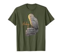 Harry Potter Hedwig Books Painted Maglietta, Uomo, Oliva, 3XL