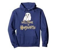 Harry Potter Hedwig Welcome to Hogwarts Felpa con Cappuccio, Unisex per Adulti, Navy, S