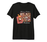 Harry Potter Hermione And Crookshanks Library Maglietta Premium