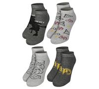 Harry Potter Hogwarts - Calzini da uomo, confezione da 4 pezzi, colore: grigio, Grigio, 39-42 EU