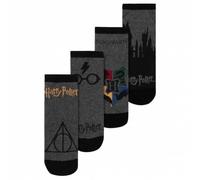 Harry Potter, calzini da uomo - Hogwarts, calzini da sneaker, grigio/nero, confezione da 4, grigio/nero, 43-46