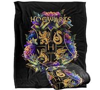 Harry Potter Hogwarts Multi-Colored Floral Crest Coperta super morbida al tatto setoso - 152 x 127 cm