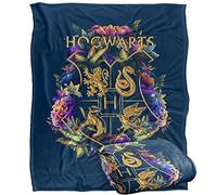 HARRY POTTER Hogwarts Multi-Colored Floral Crest Coperta super morbida al tatto setoso - 152 x 127 cm