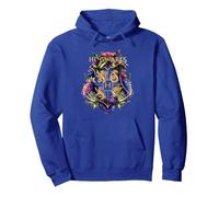 Harry Potter Hogwarts Multi-Colored Floral Crest Felpa con Cappuccio, Unisex per Adulti, Blu Reale, L