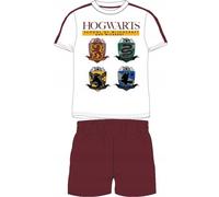 Harry Potter Hogwarts - Pigiama a maniche corte, per bambini, estivo, 134 - 164 cm, bianco, 140