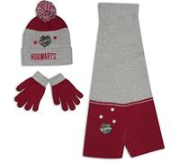 Harry Potter Hogwarts Set Sciarpa + Cappello + Guanti per Bambino (52, Grigio)