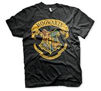 Harry Potter Licenza Ufficiale Hogwarts Crest Uomo Maglietta (Nero), X-Large
