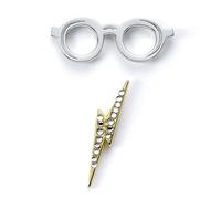 Harry Potter Official Glasses & Lightning Bolt Pin Badge by The Carat Shop