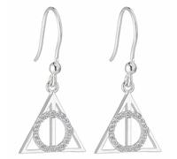 HARRY POTTER Orecchini pendenti in argento Sterling con cristalli e i doni della morte, Misura unica, Argento sterling, cristallo