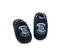 Harry Potter Pantofole da donna Potter | Ciabatte da donna in pelliccia con logo emblema di Hogwarts in blu | Scarpe da casa slip-on della Scuola di Magia e Stregoneria per adulti e adolescenti